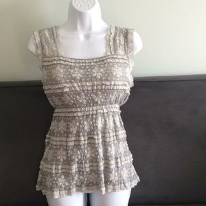 Max Studio Gray Floral Tank Top